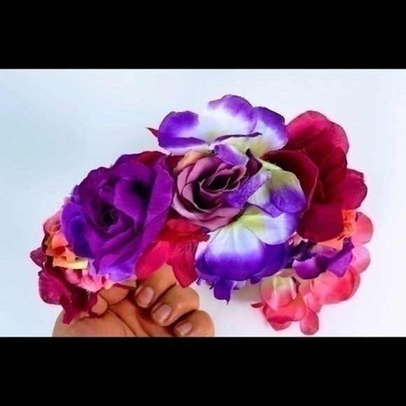 Stunning Handmade Pink & Purple Flower Crown.